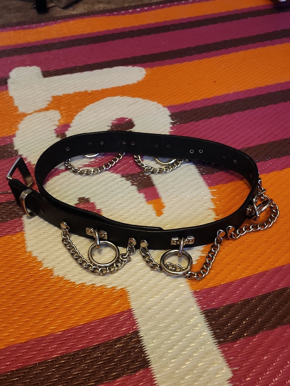 Vintage Black Leather Handmade Punk Belt